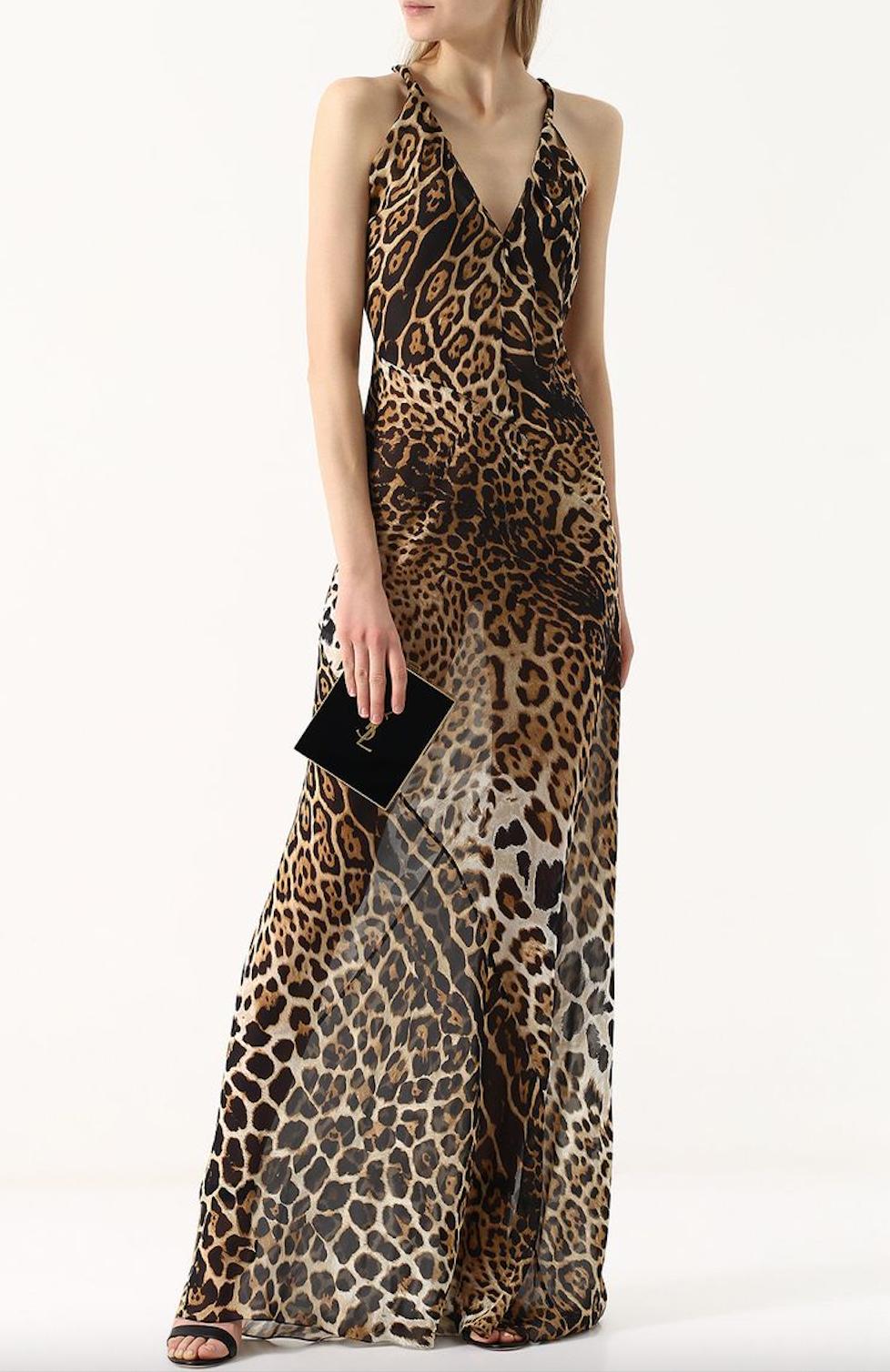 Saint Laurent Semi Sheer Twisted Straps Silk Leopard Print Gown

This striking dress from Saint Laurent features twisted strap detail, floor length silhouette, and semi sheer silk fabric. A classic dress that makes a statement. Brand new with tags.