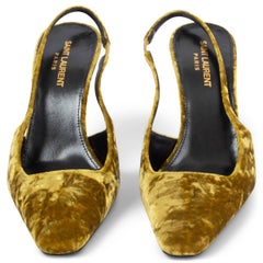 SAINT LAURENT Senape mustard BALDE VELVET Sllingbacks Pumps Shoes 38