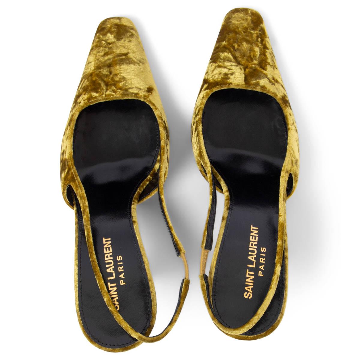 Women's SAINT LAURENT Senape mustard BALDE VELVET Sllingbacks Pumps Shoes 38 For Sale