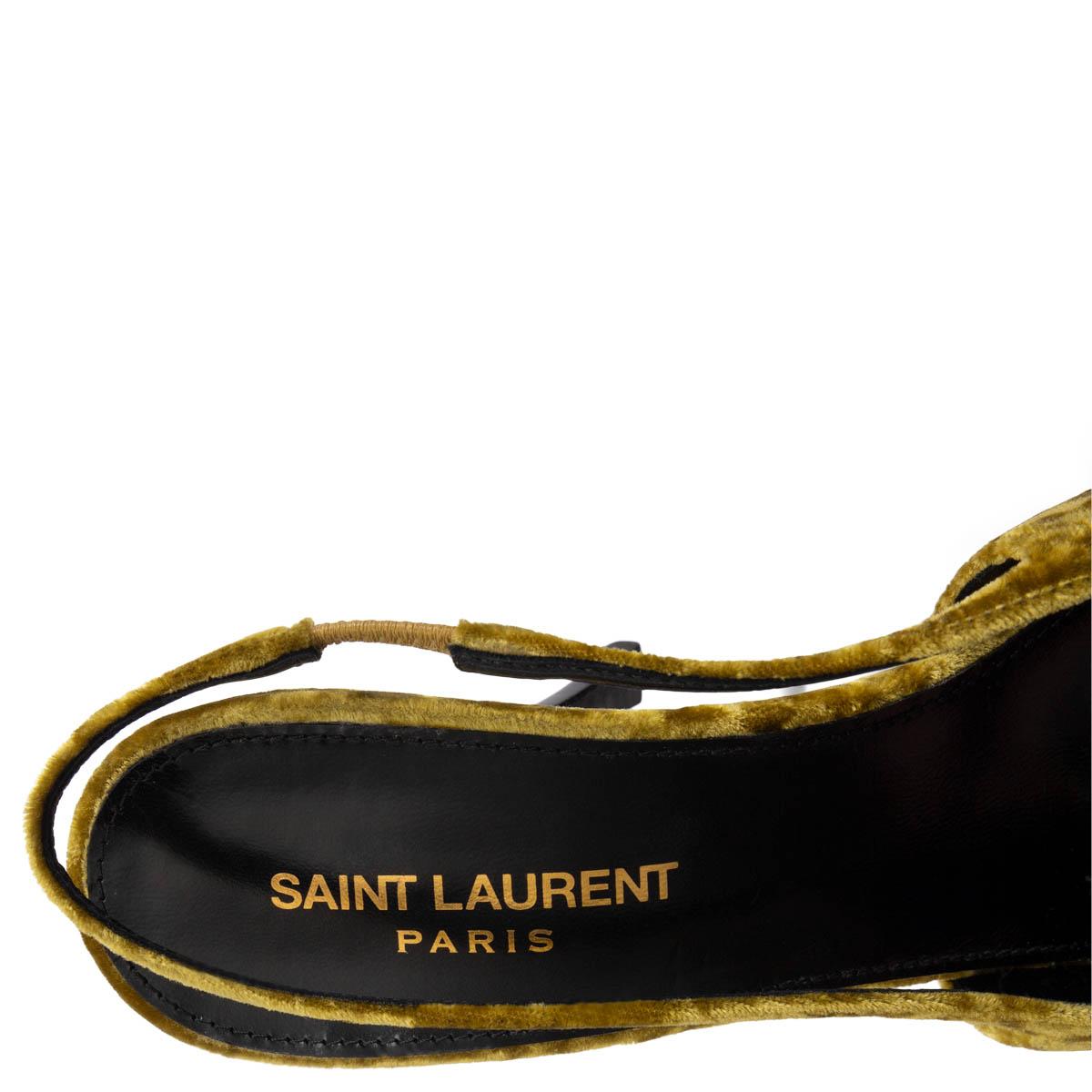 SAINT LAURENT Senape mustard BALDE VELVET Sllingbacks Pumps Shoes 38 For Sale 1