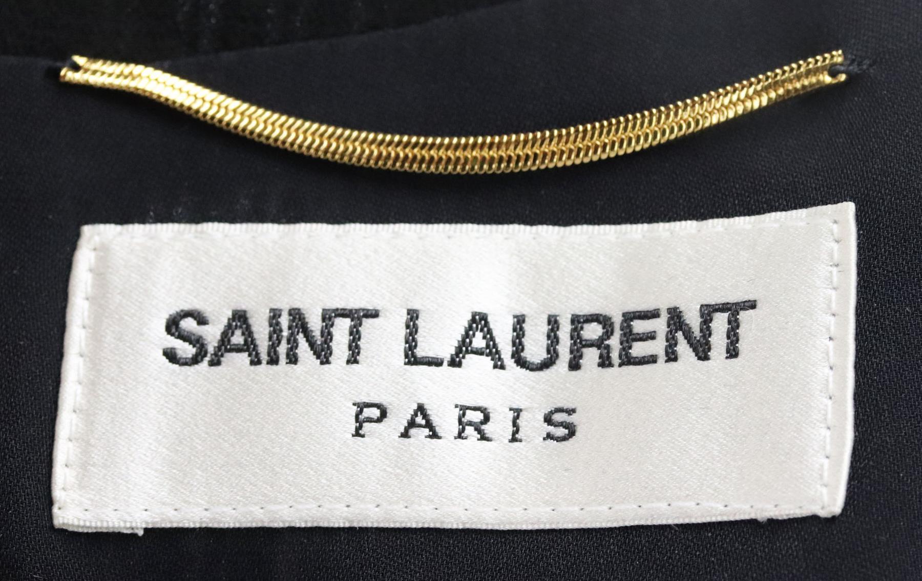 Saint Laurent Mini Vestido de Seda Adornado con Lentejuelas FR 38 UK 10 Negro