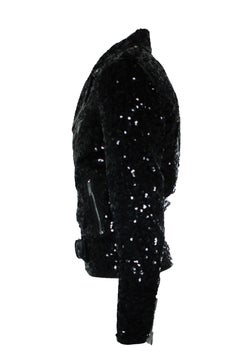 Saint Laurent, Sequin lamb leather jacket in black