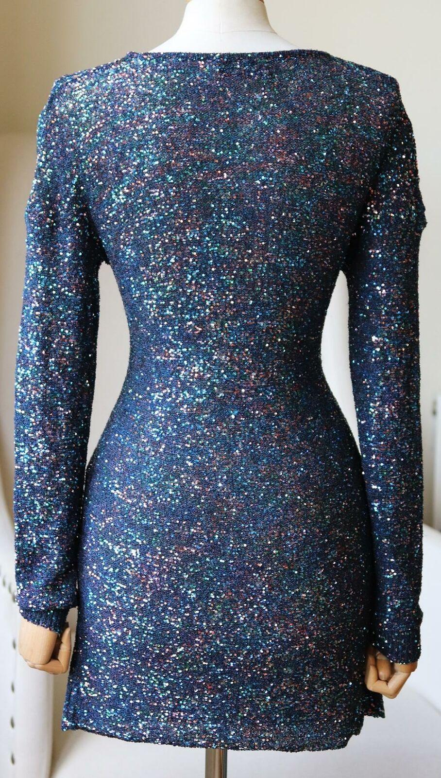 Black Saint Laurent Sequined Knitted Mini Dress