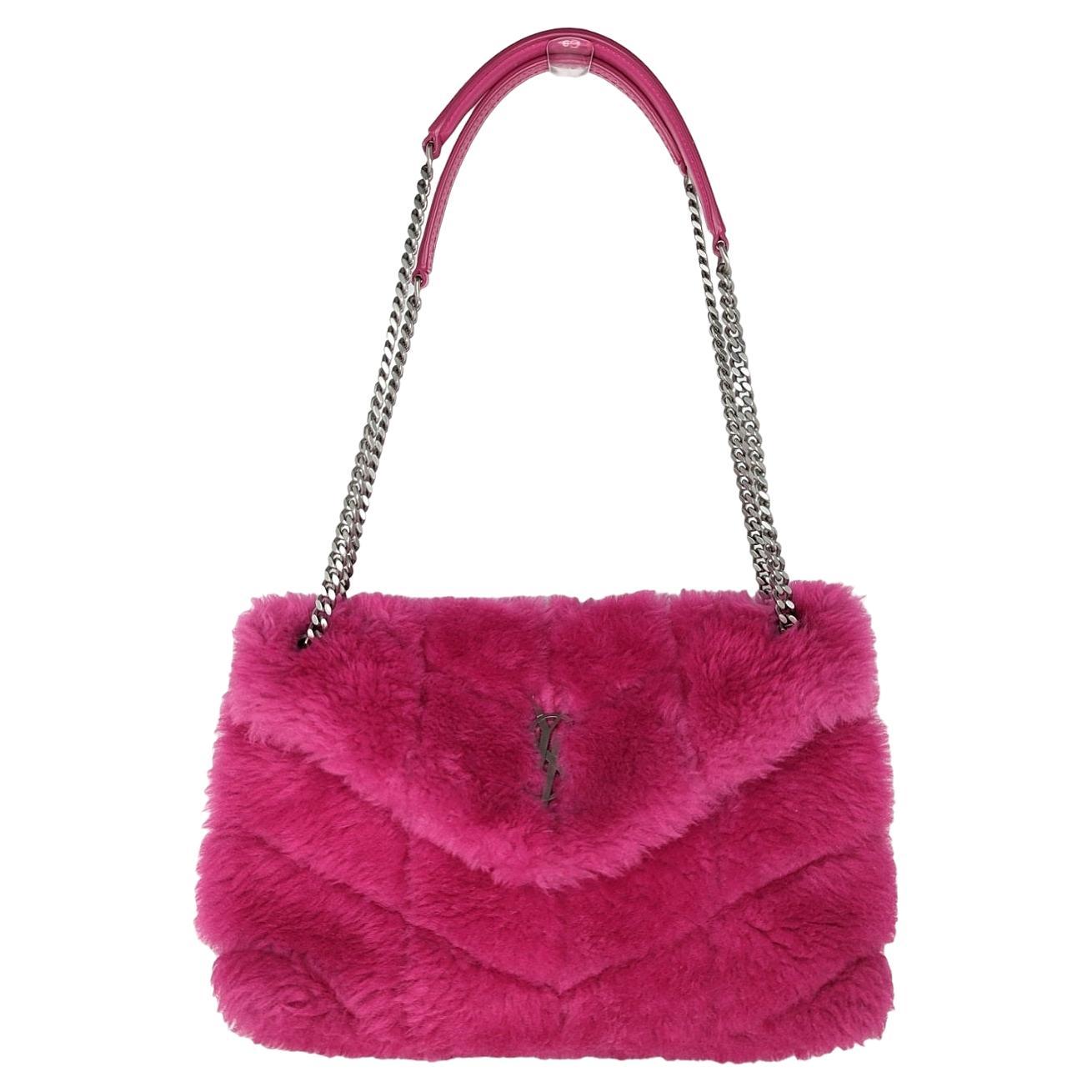 Saint Laurent Shearling Lambskin Quilted Loulou Shoulder Bag