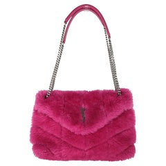 Used Saint Laurent Shearling Lambskin Quilted Loulou Shoulder Bag