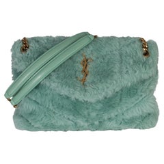 Saint Laurent Shearling Quilted Monogram Small Loulou Puffer Chain Satchel