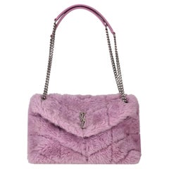 Saint Laurent Shearling Small Loulou Puffer Shoulder Bag