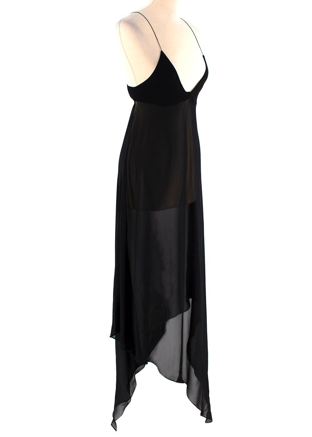 Saint Laurent Sheer Black Asymmetric Sleeveless Dress - 0-2 In Excellent Condition For Sale In London, GB