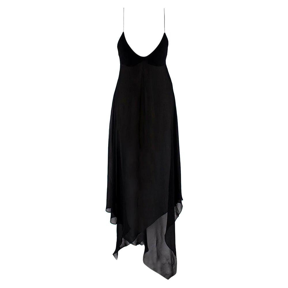 Saint Laurent Sheer Black Asymmetric Sleeveless Dress - 0-2 For Sale