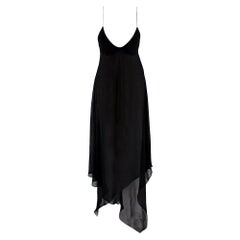 Saint Laurent Sheer Black Asymmetric Sleeveless Dress - 0-2