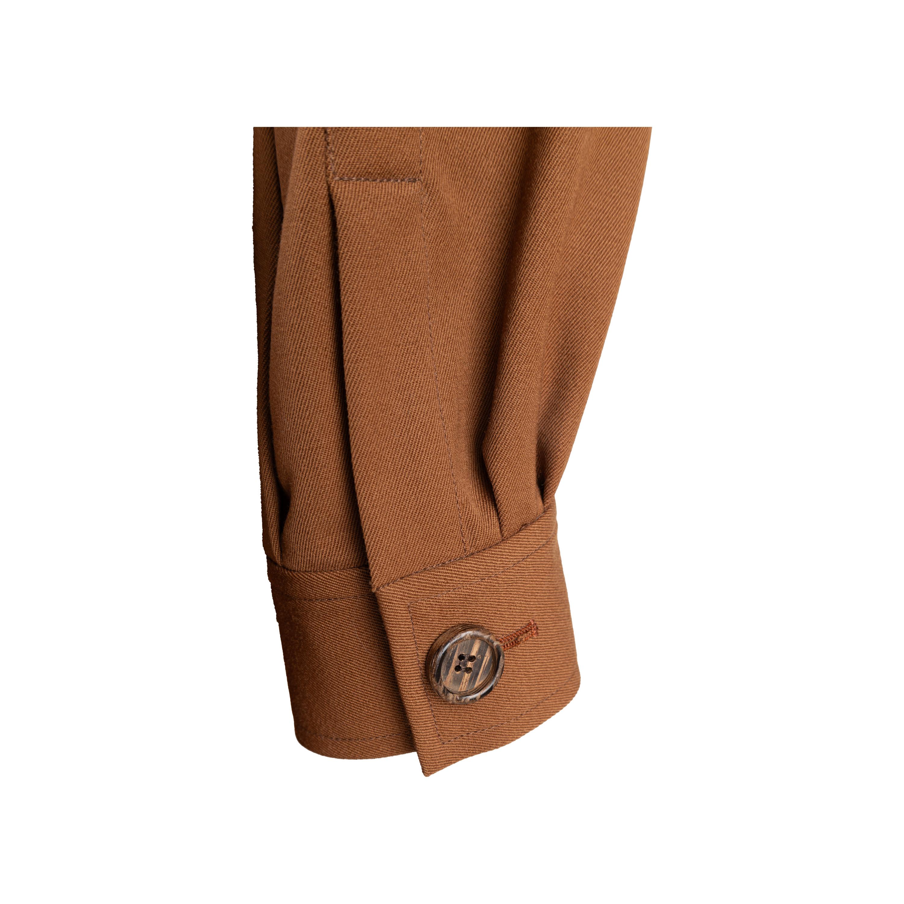 Brown Saint Laurent Shirt Dress with Belt - '70s For Sale