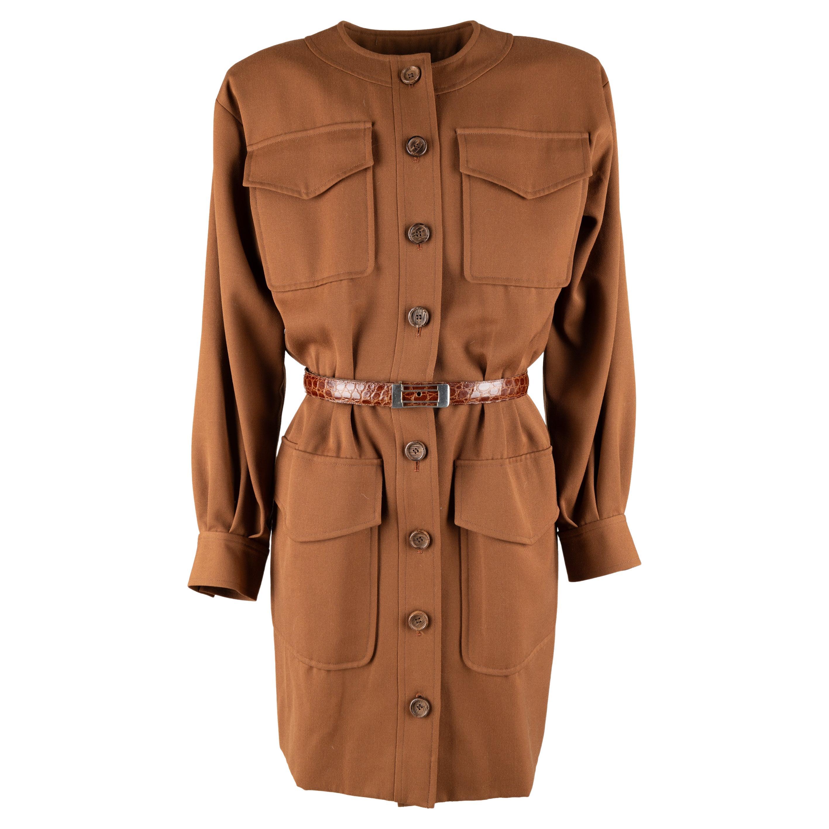Saint Laurent Shirt Dress with Belt - '70s For Sale
