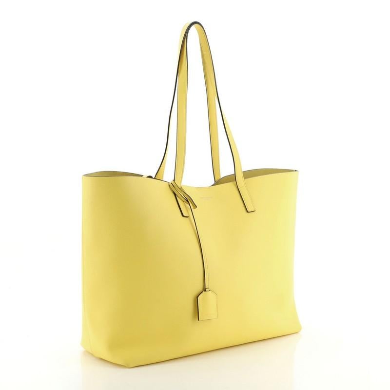 Yellow Saint Laurent Shopper Tote Leather Large