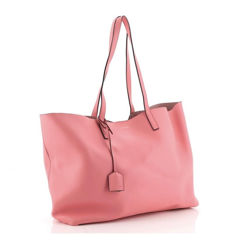 Pink Saint Laurent Shopper Tote Leather Large