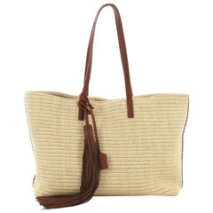 Saint Laurent Shopper Tote Woven Raffia East West