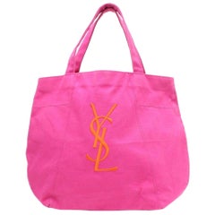 Vintage Saint Laurent Shopping Bag Parfums Edition Shopper 869749 Pink Canvas Tote