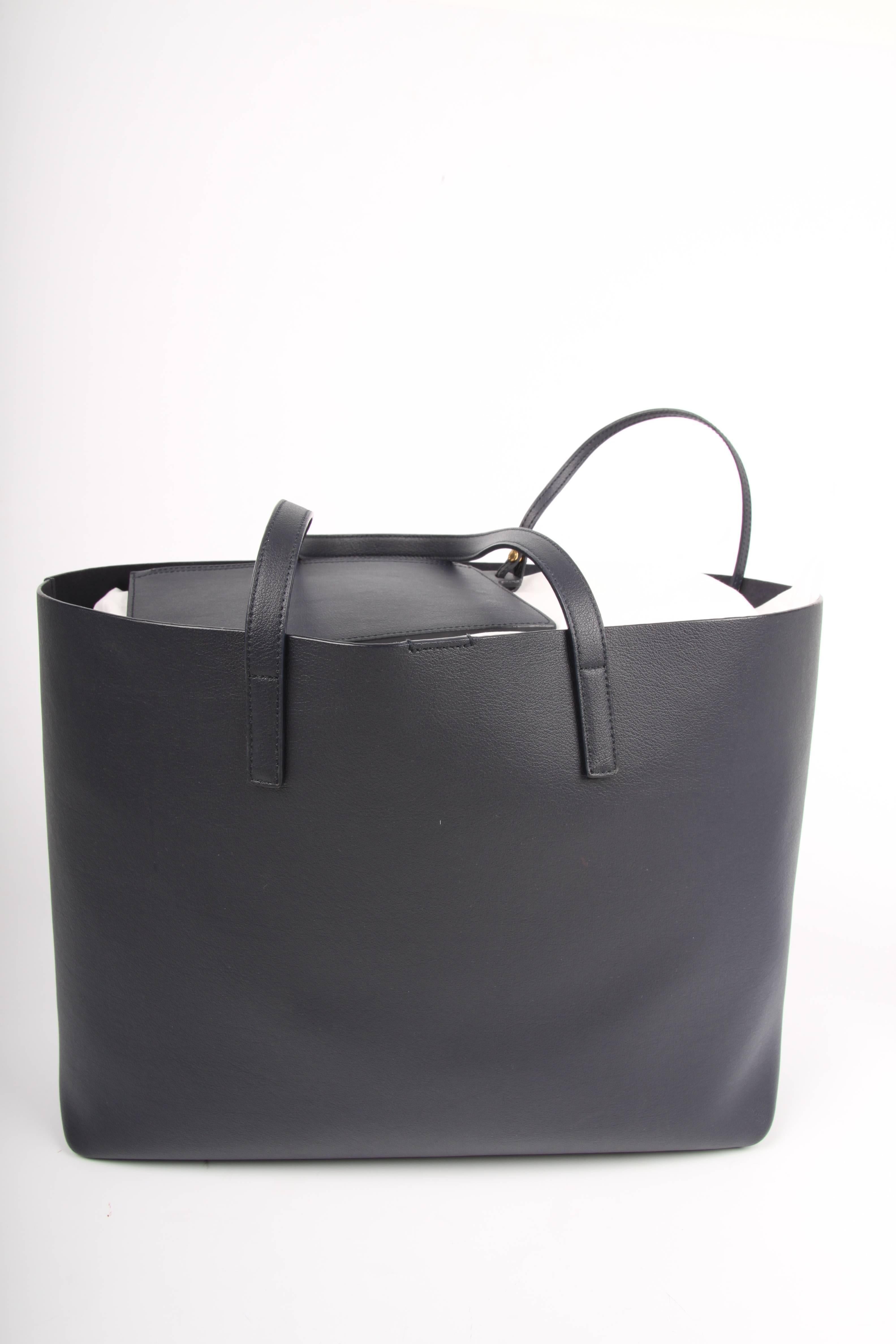 Black Saint Laurent dark blue Shopping Tote Bag 