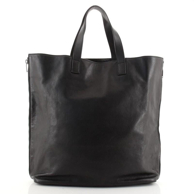 Saint Laurent Side Zip Shopper Tote Leather Tall In Good Condition In NY, NY