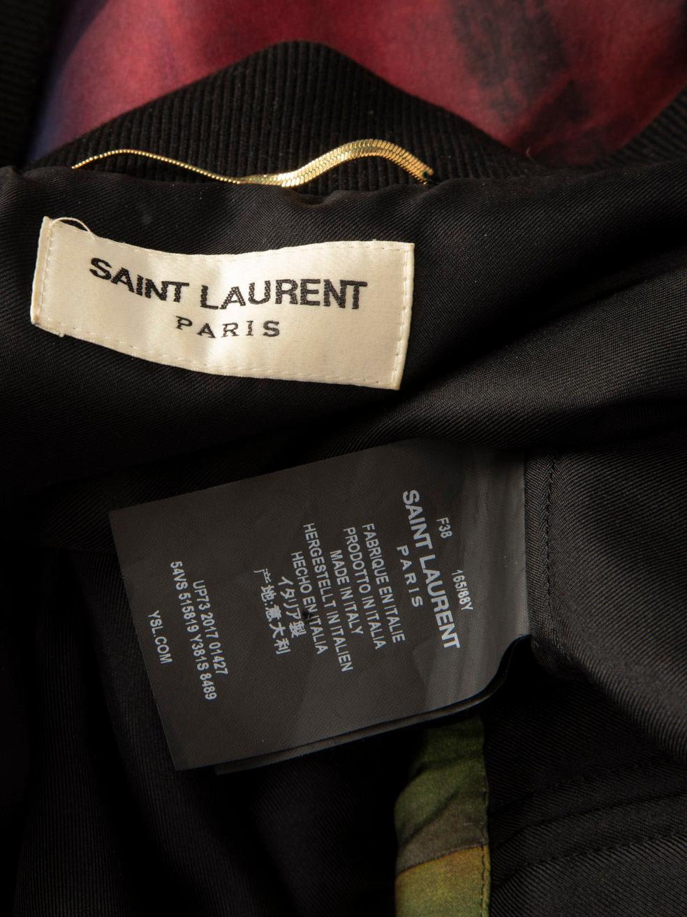 Saint Laurent Giacca Bomber in seta con motivo astratto taglia M. in vendita 4