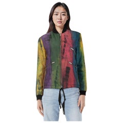 Saint Laurent Giacca Bomber in seta con motivo astratto taglia M.
