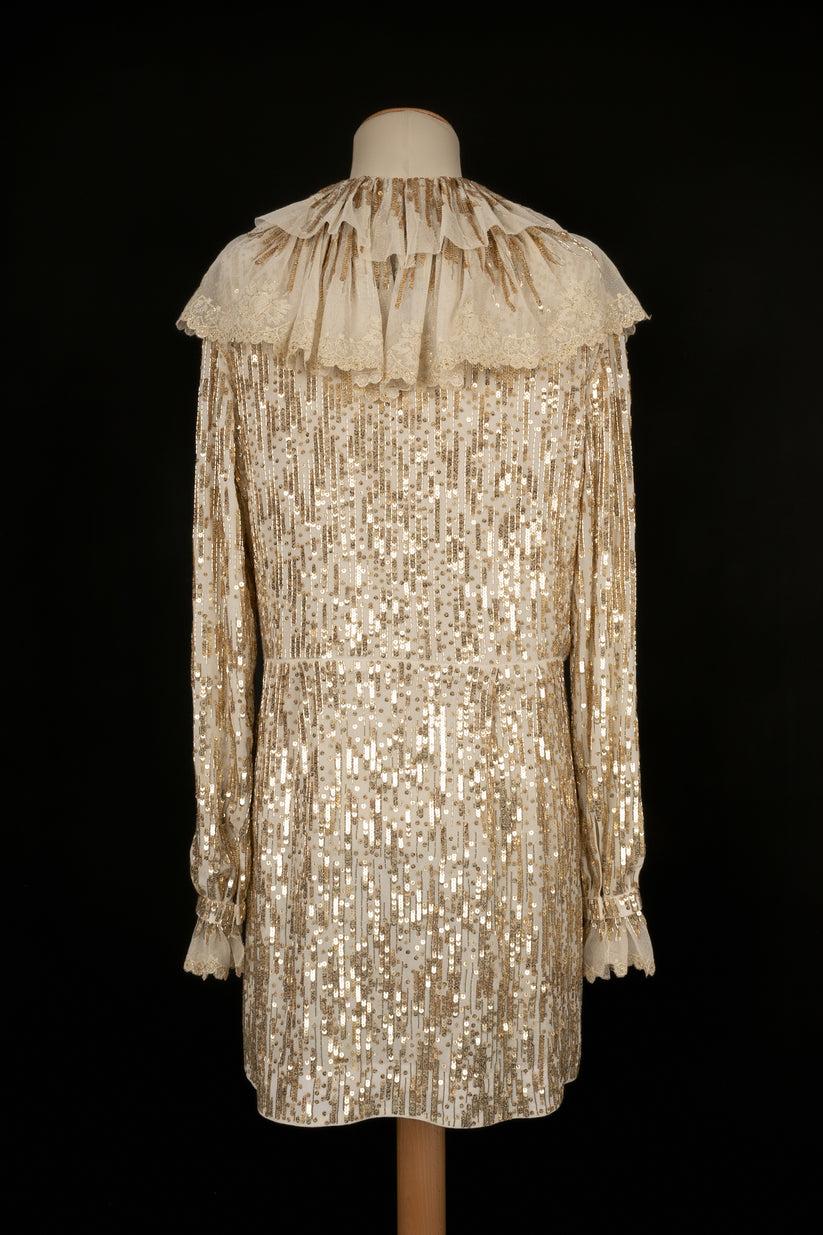 Saint Laurent Kleid aus Seide und Baumwolle Damen im Angebot