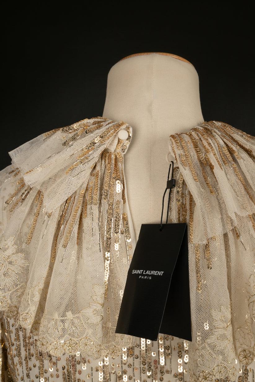 Saint Laurent Kleid aus Seide und Baumwolle im Angebot 5