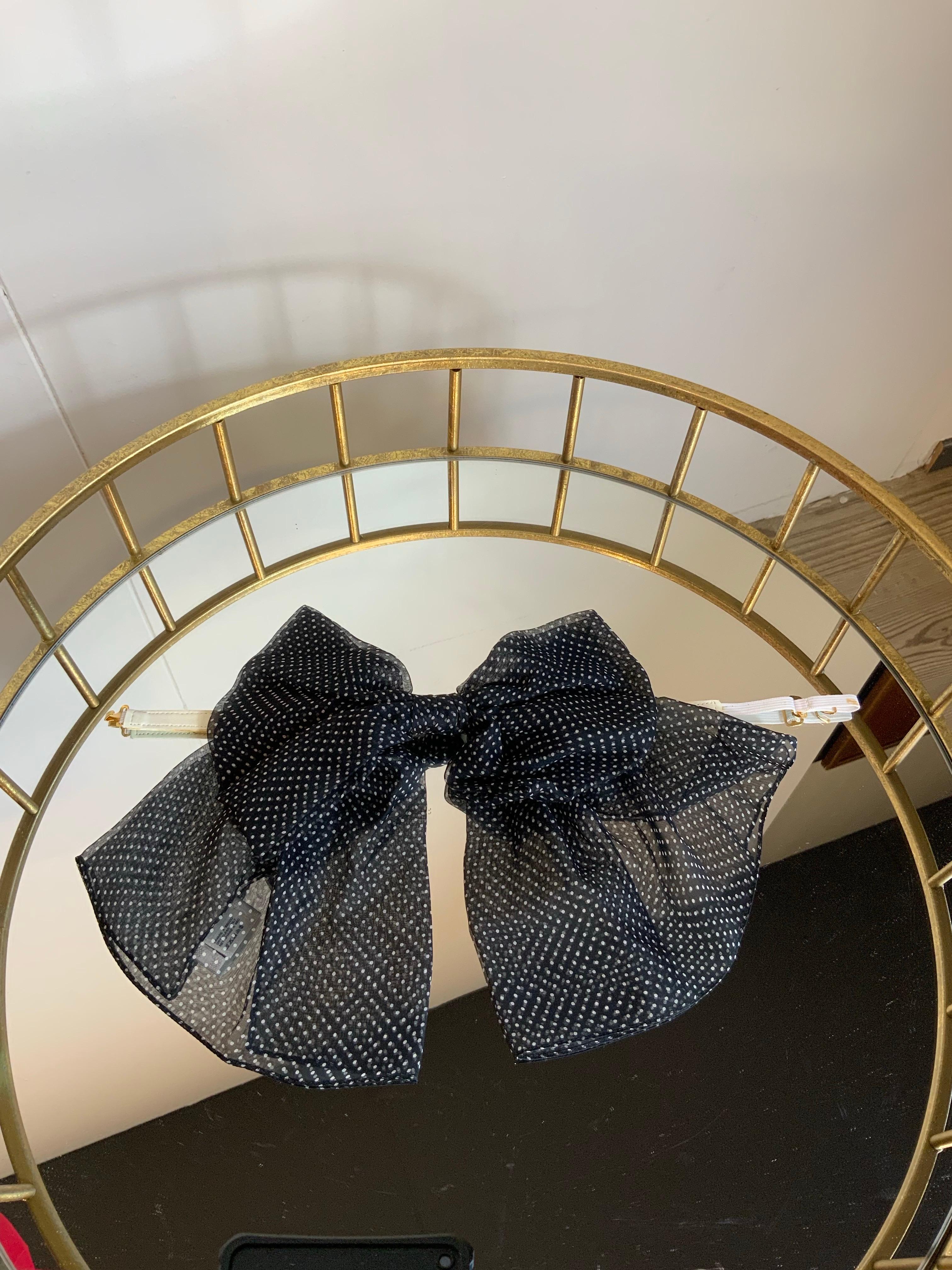 Black Saint Laurent silk pois neck Bow For Sale