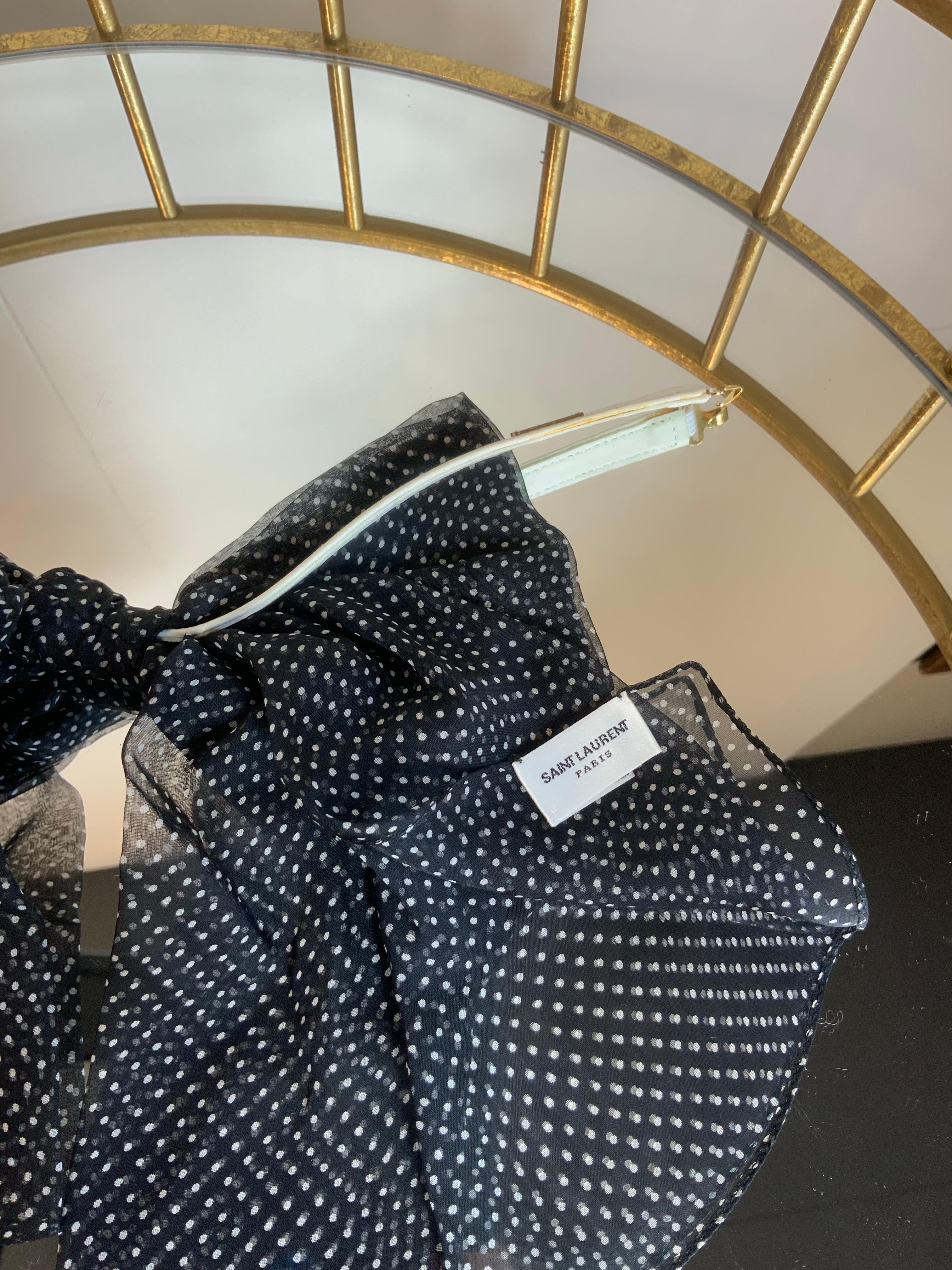 Saint Laurent silk pois neck Bow For Sale 1