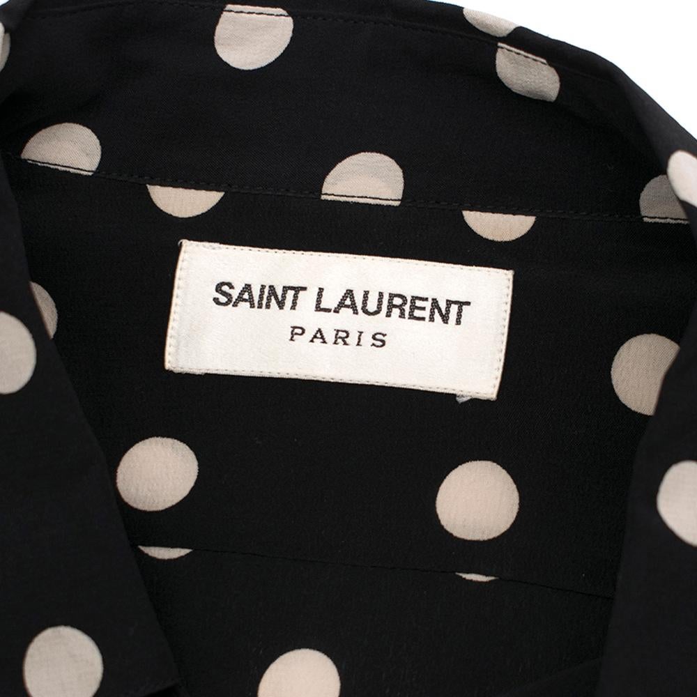 Black Saint Laurent Silk Polka Dot Shirt	SIZE 37/14.5