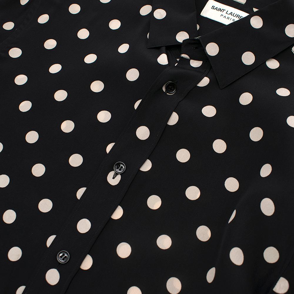 Saint Laurent Silk Polka Dot Shirt	SIZE 37/14.5 In Excellent Condition In London, GB