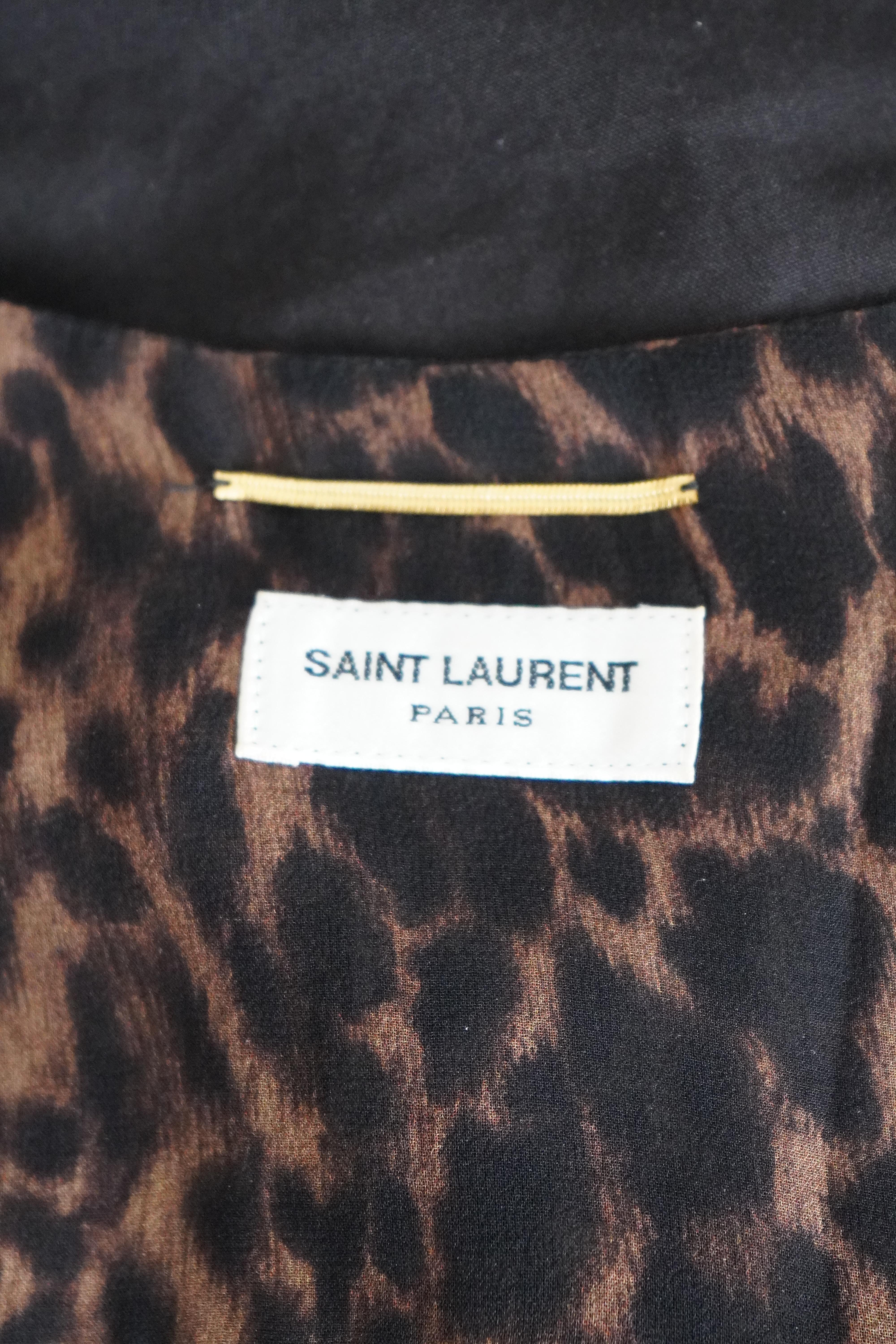 Saint Laurent Silk Sheer Leopard Buttoned Top For Sale 6