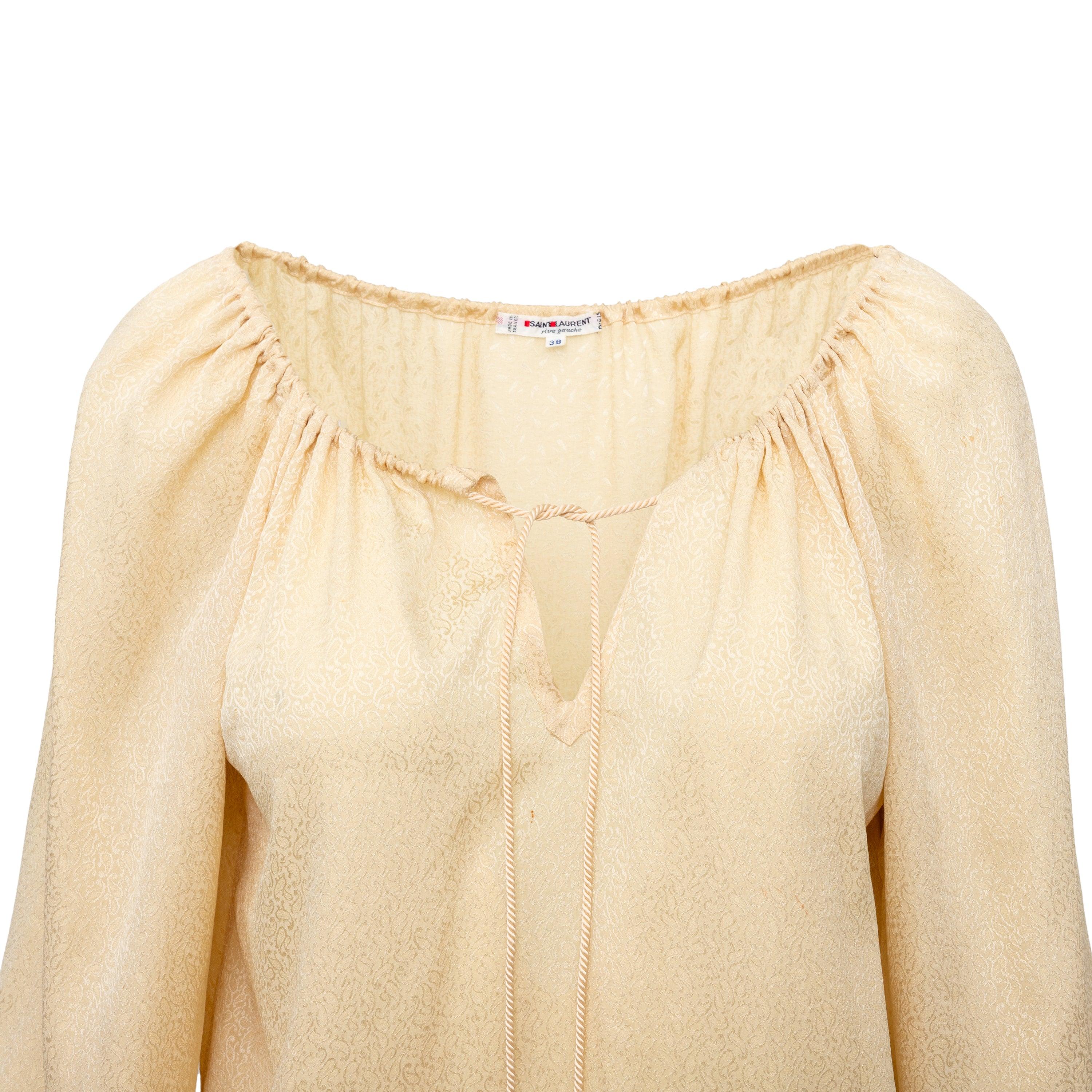 White Saint Laurent Silk Top - '90s For Sale