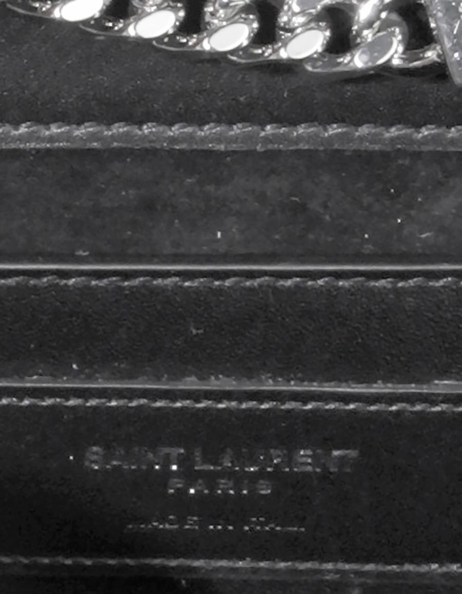 Saint Laurent Silver/Black Glitter Leopard Small Monogram Kate Tassel Crossbody 5