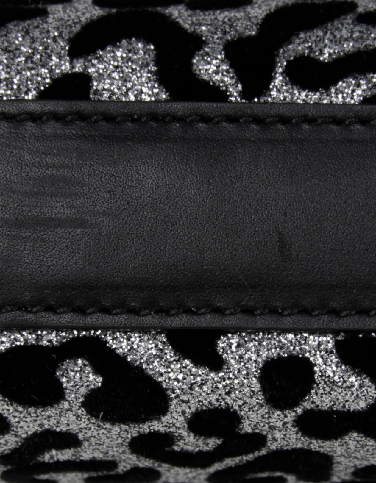 Saint Laurent Silver/Black Glitter Leopard Small Monogram Kate Tassel Crossbody 3