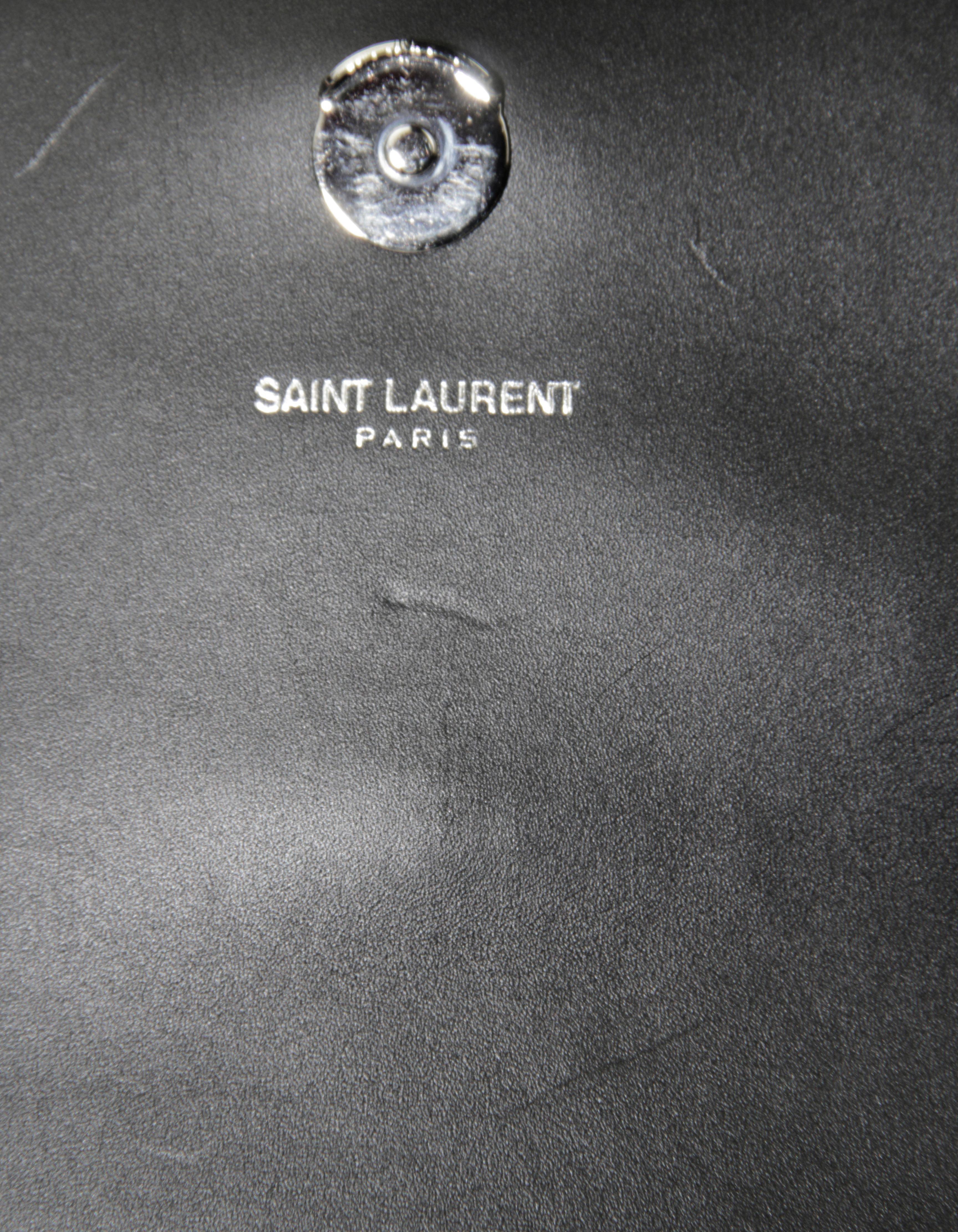 Saint Laurent Silver/Black Glitter Leopard Small Monogram Kate Tassel Crossbody 4