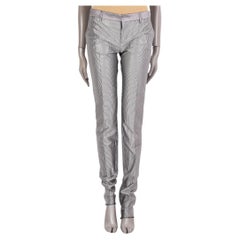 SAINT LAURENT silver & black polyester STRIPED SKINNY Pants 36 XS