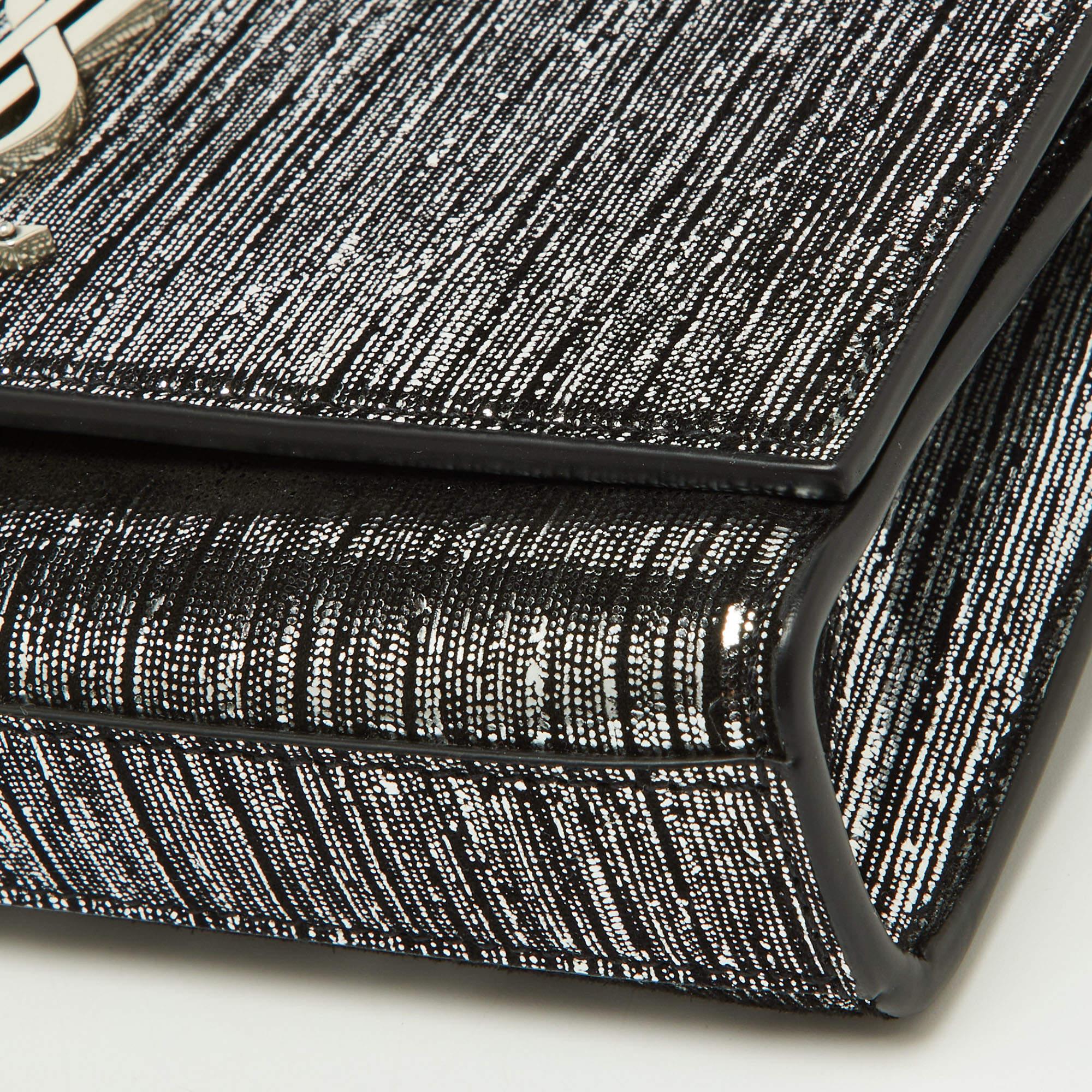 Saint Laurent Silver/Black Suede Kate Belt Bag For Sale 8
