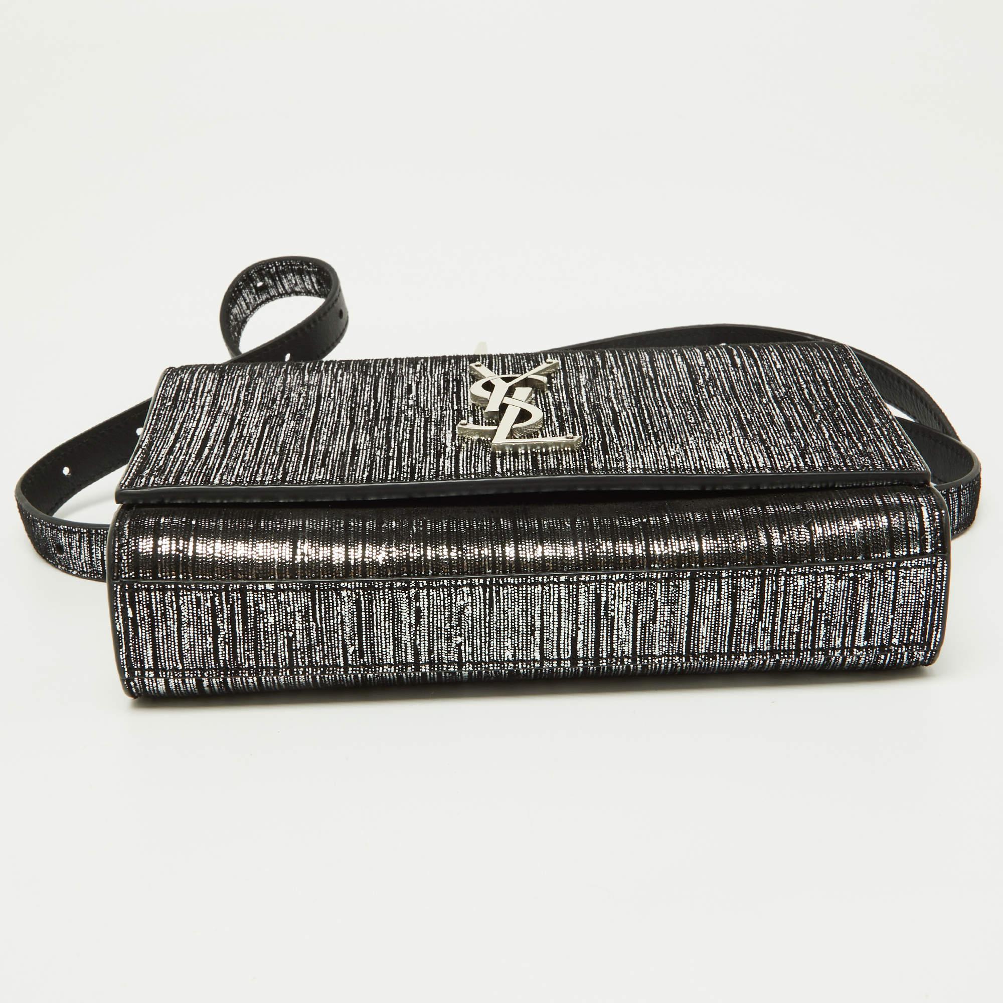 Women's Saint Laurent Silver/Black Suede Kate Belt Bag For Sale