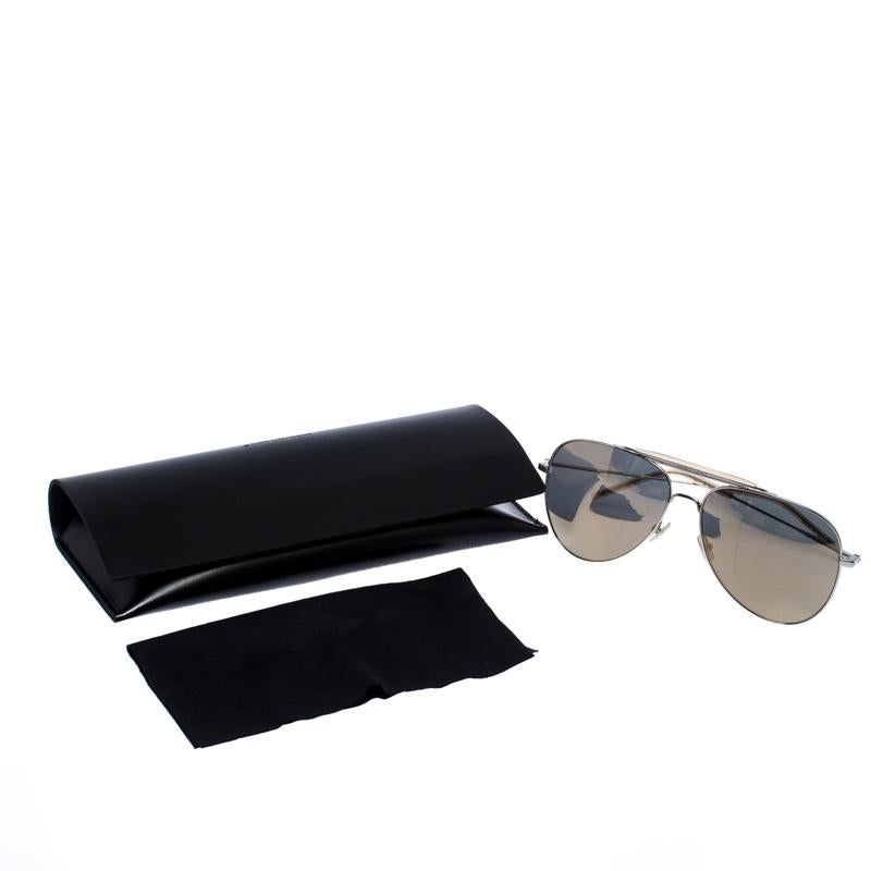 Saint Laurent Silver/Bronze Mirror Aviator Sunglasses 1