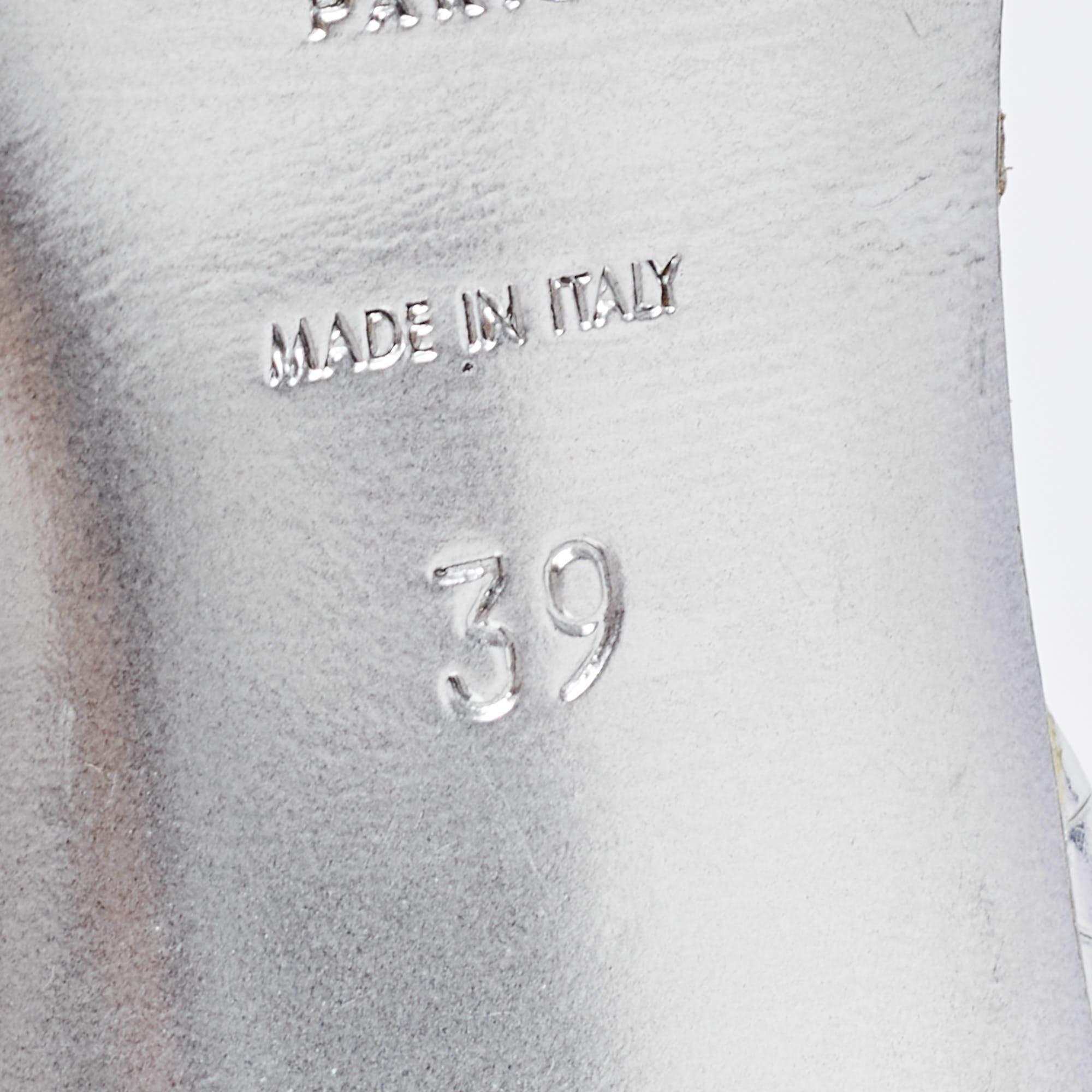 Saint Laurent Silver Croc Embossed Leather Tribute Sandals Size 39 1