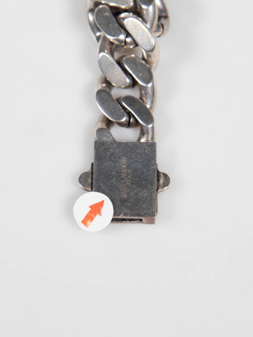Saint Laurent Silver Curb Chain Bracelet For Sale 1
