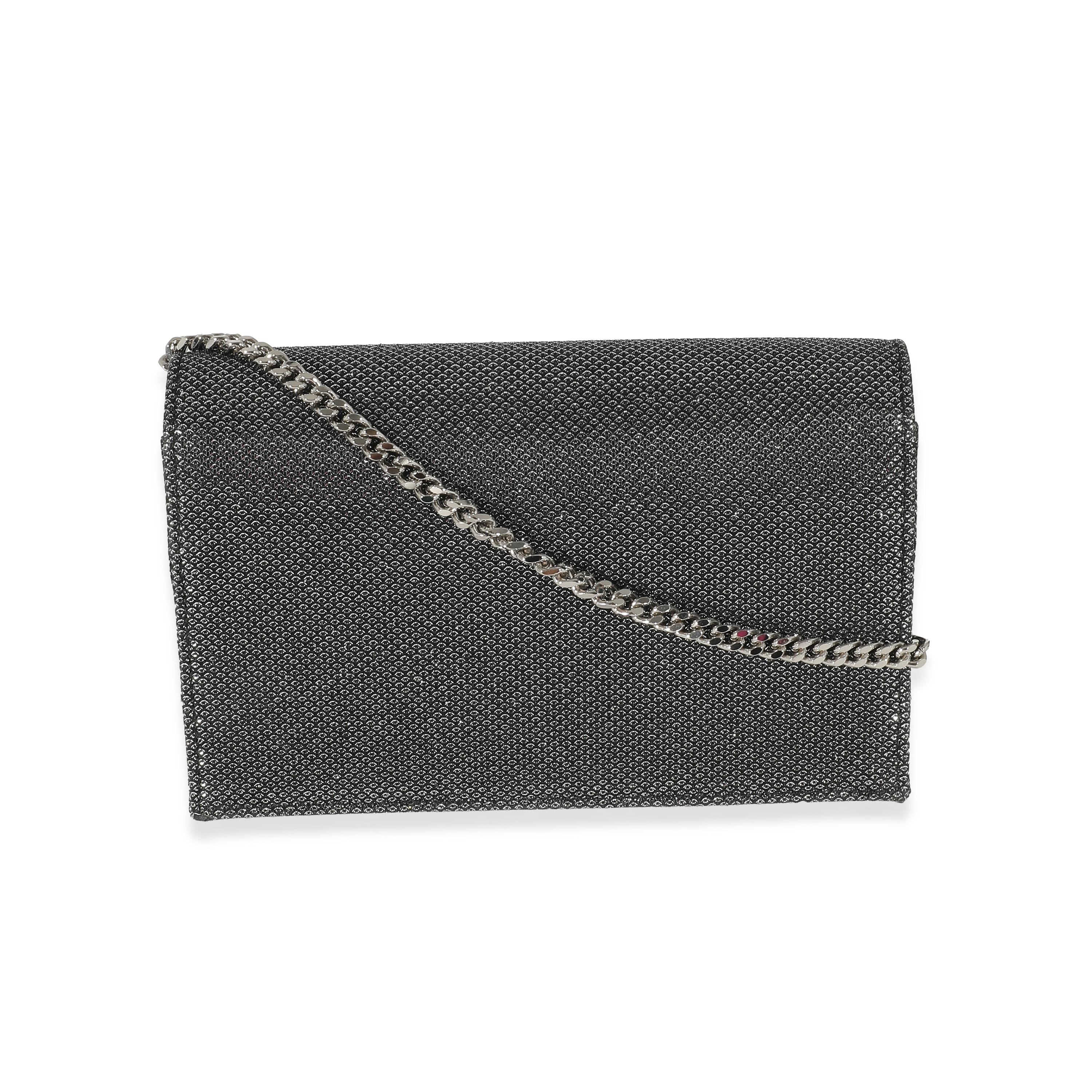 Saint Laurent Silber geprägte Kate Quastenkette Geldbörse (Schwarz)