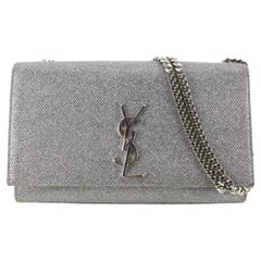 Saint Laurent Silver Glitter Sparkle Galactica Wallet on Chain78sl711s