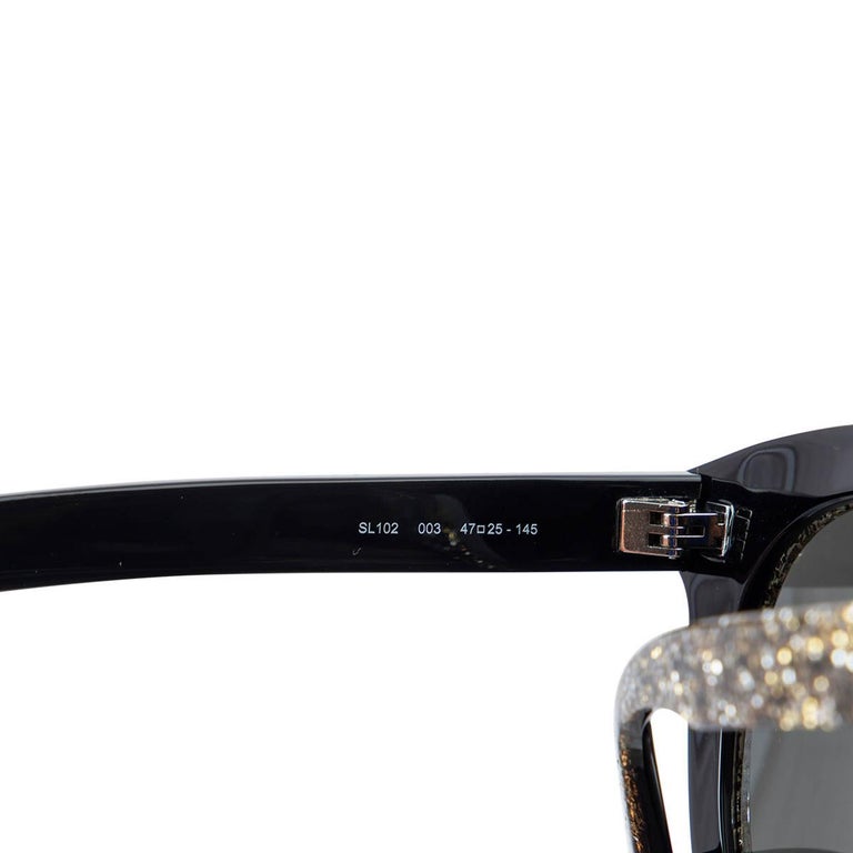 SAINT LAURENT silver glitter Sunglasses SL102 003 at 1stDibs