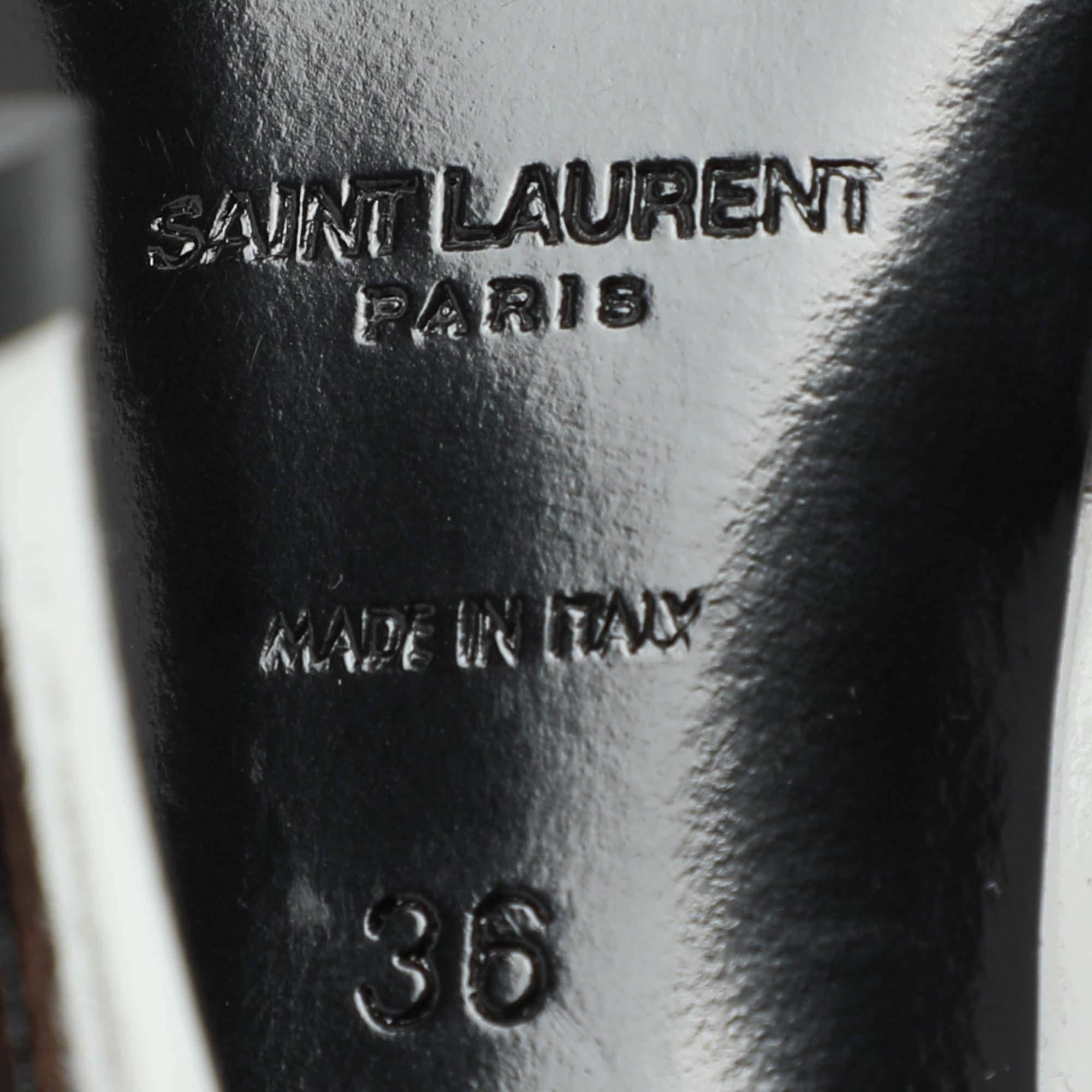 Saint Laurent Silver Leather Blade Slingback Pumps Size 36 4