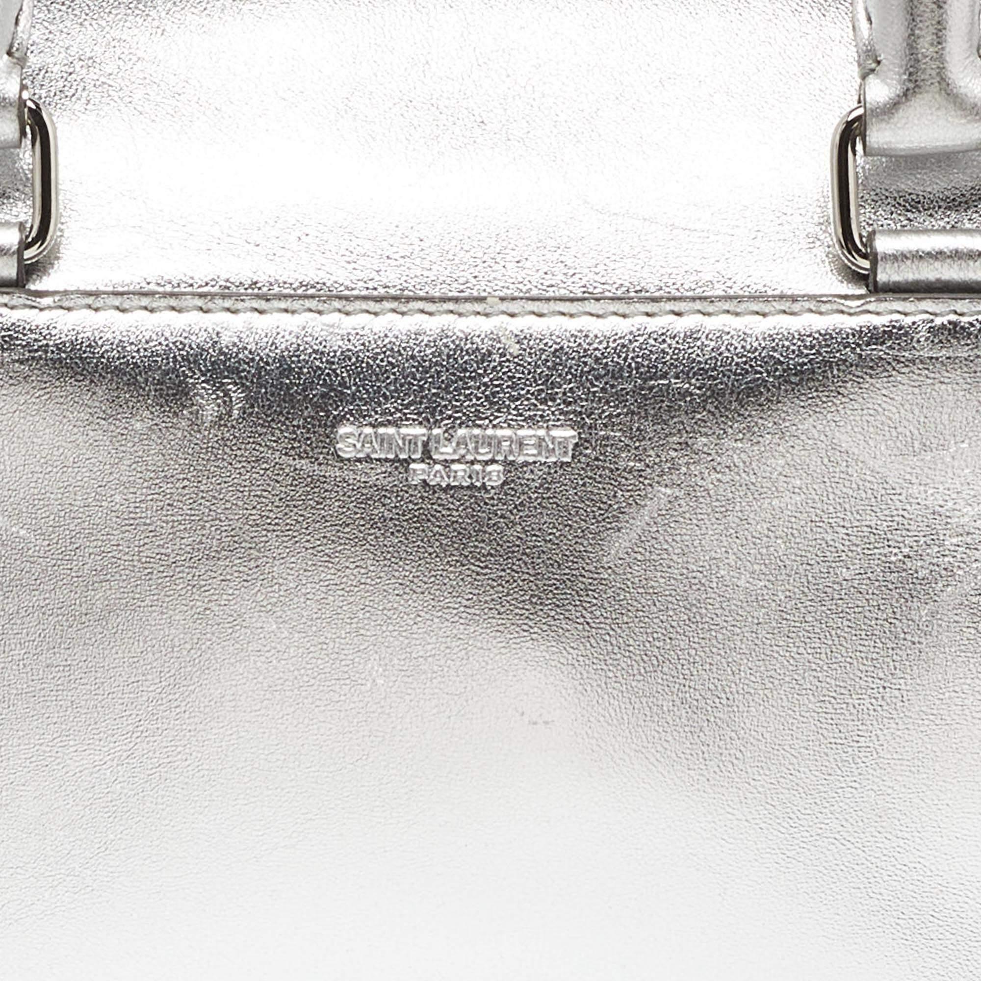 Saint Laurent Silver Leather Classic Baby Duffle Bag For Sale 1