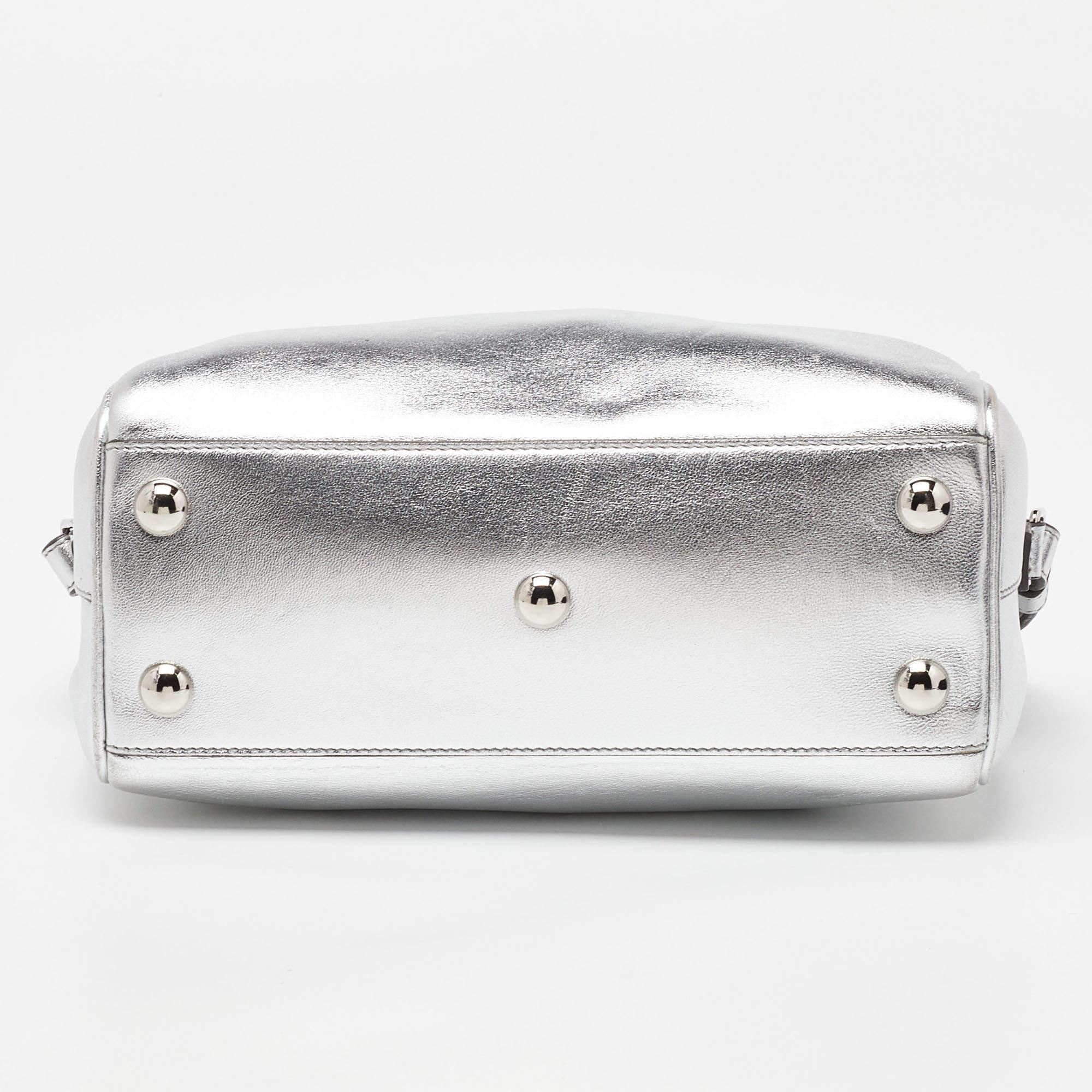 Saint Laurent Silver Leather Classic Baby Duffle Bag For Sale 2