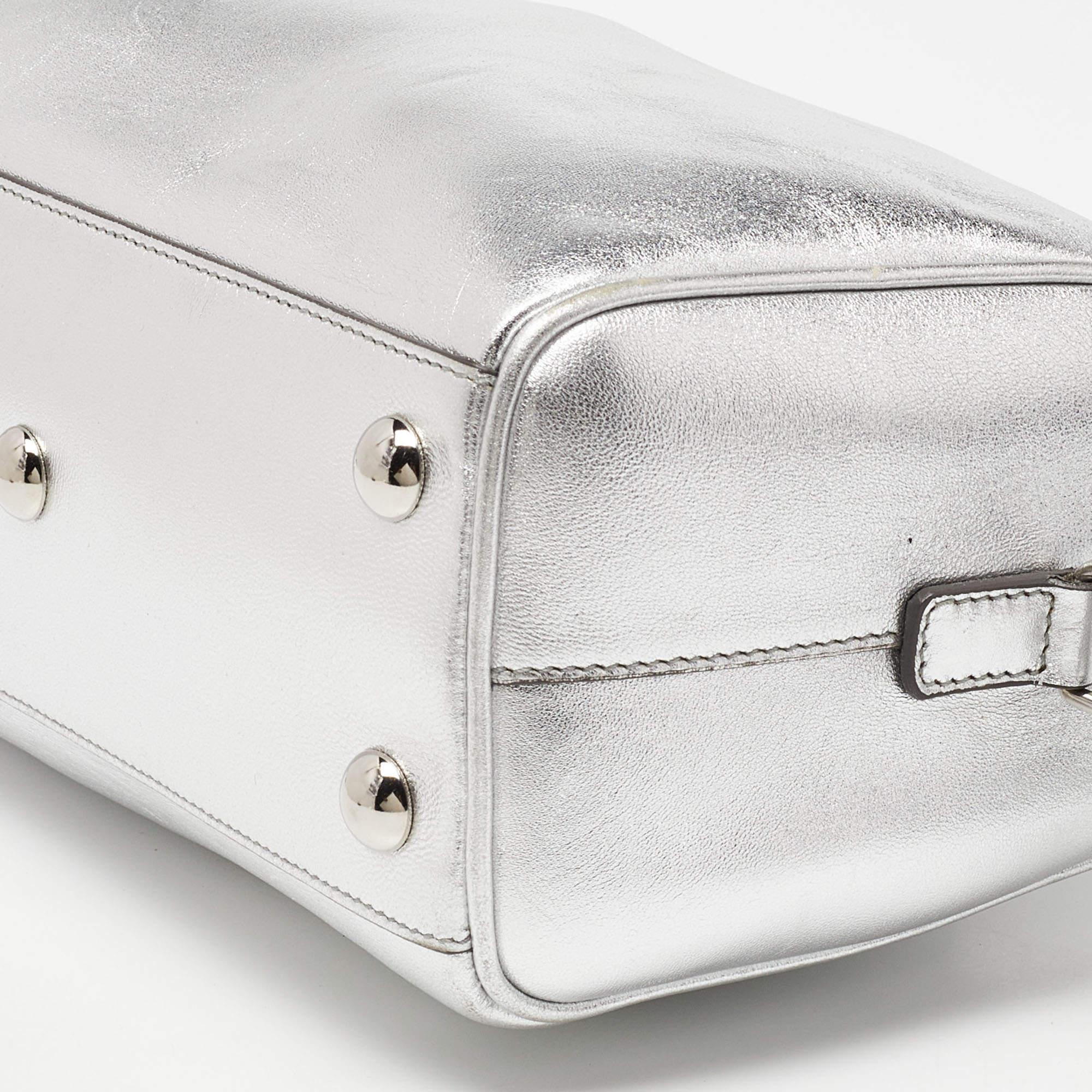 Saint Laurent Silver Leather Classic Baby Duffle Bag For Sale 5