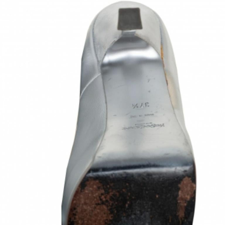 Saint Laurent Bombas de plataforma Tribtoo de piel plateada Talla 37.5 en venta 5