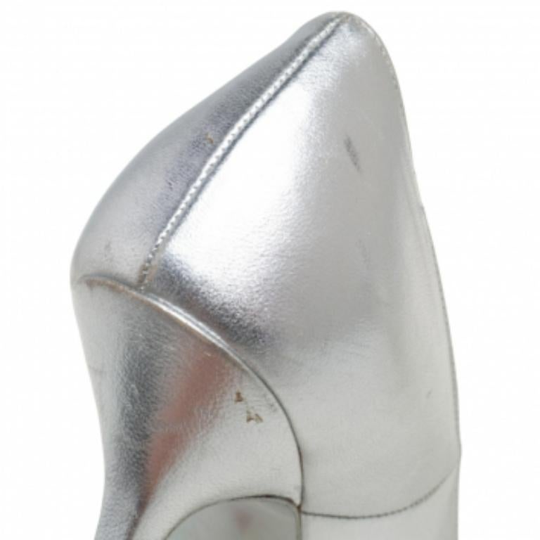 Saint Laurent Bombas de plataforma Tribtoo de piel plateada Talla 37.5 en venta 1